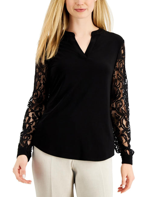 Petite Lace-Sleeve Top